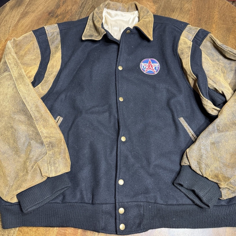 Vintage RC Cola Royal Crown Draft Jacket Varsity Bomber Leather Wool USA